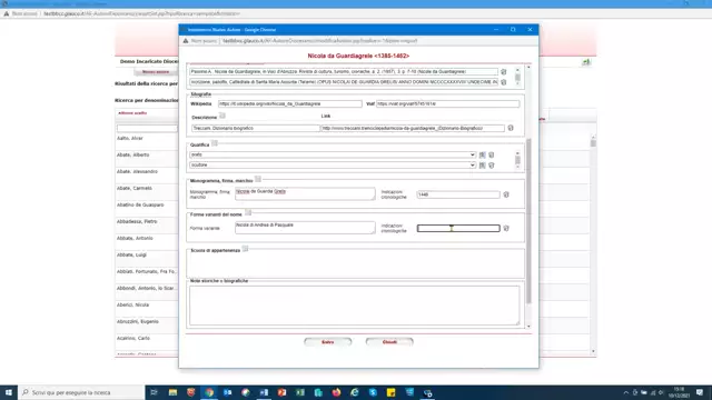 Compilare una scheda autore_campi opzionali