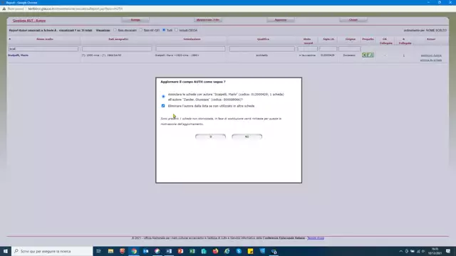Sostituire un autore su più schede A