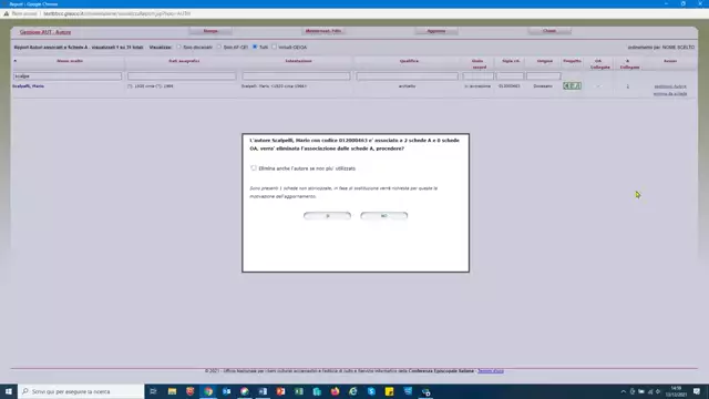 Eliminare un autore da più schede A collegate