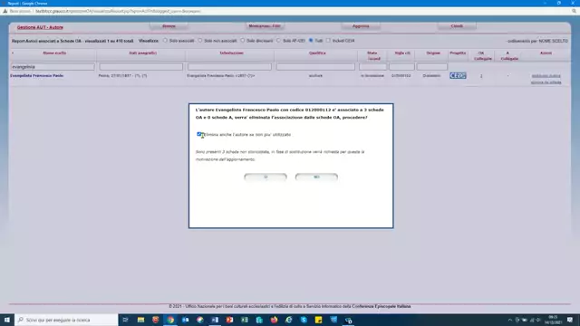 Eliminare un autore da più schede OA collegate